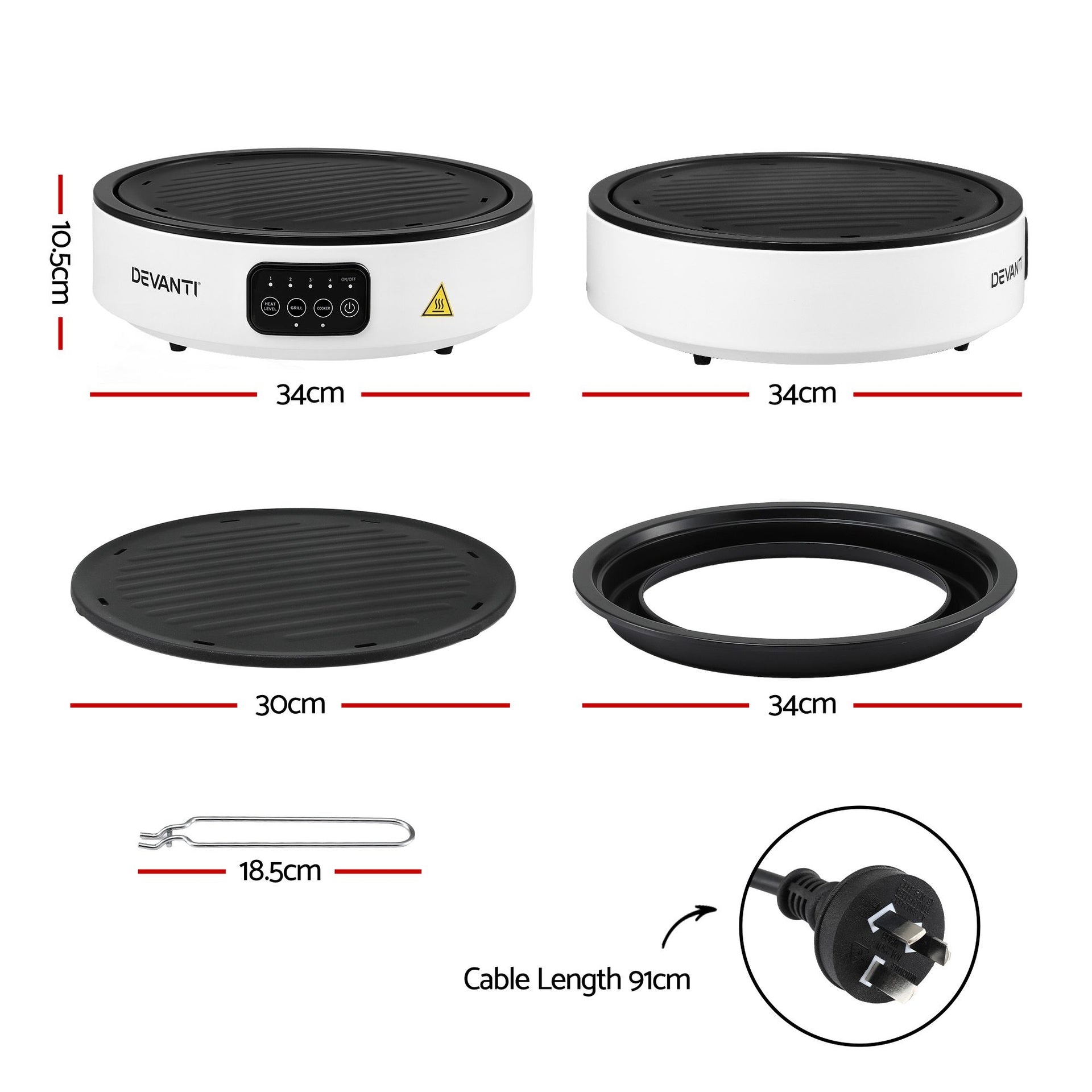 Devanti Ceramic Cooktop Electric Hot Plate Countertop Grill Cooker White Awezingly