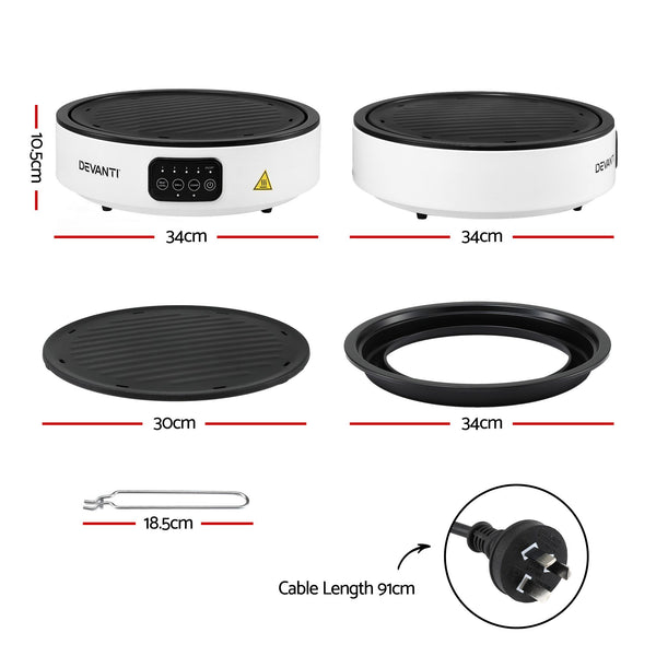 Devanti Ceramic Cooktop Electric Hot Plate Countertop Grill Cooker White Awezingly
