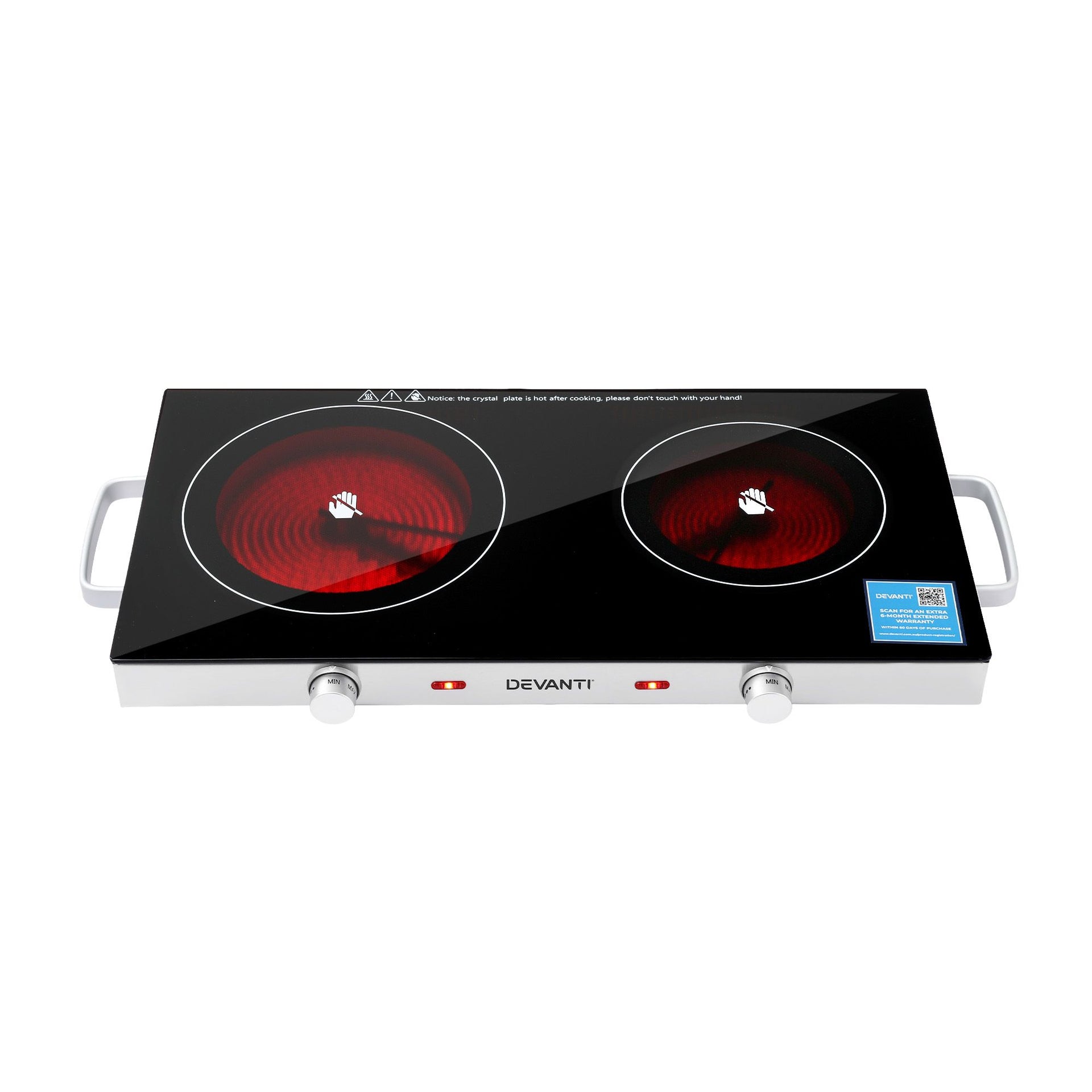 Devanti Portable Ceramic Cooktop Dual Burner Electric Hot Plate 2800W Black Awezingly