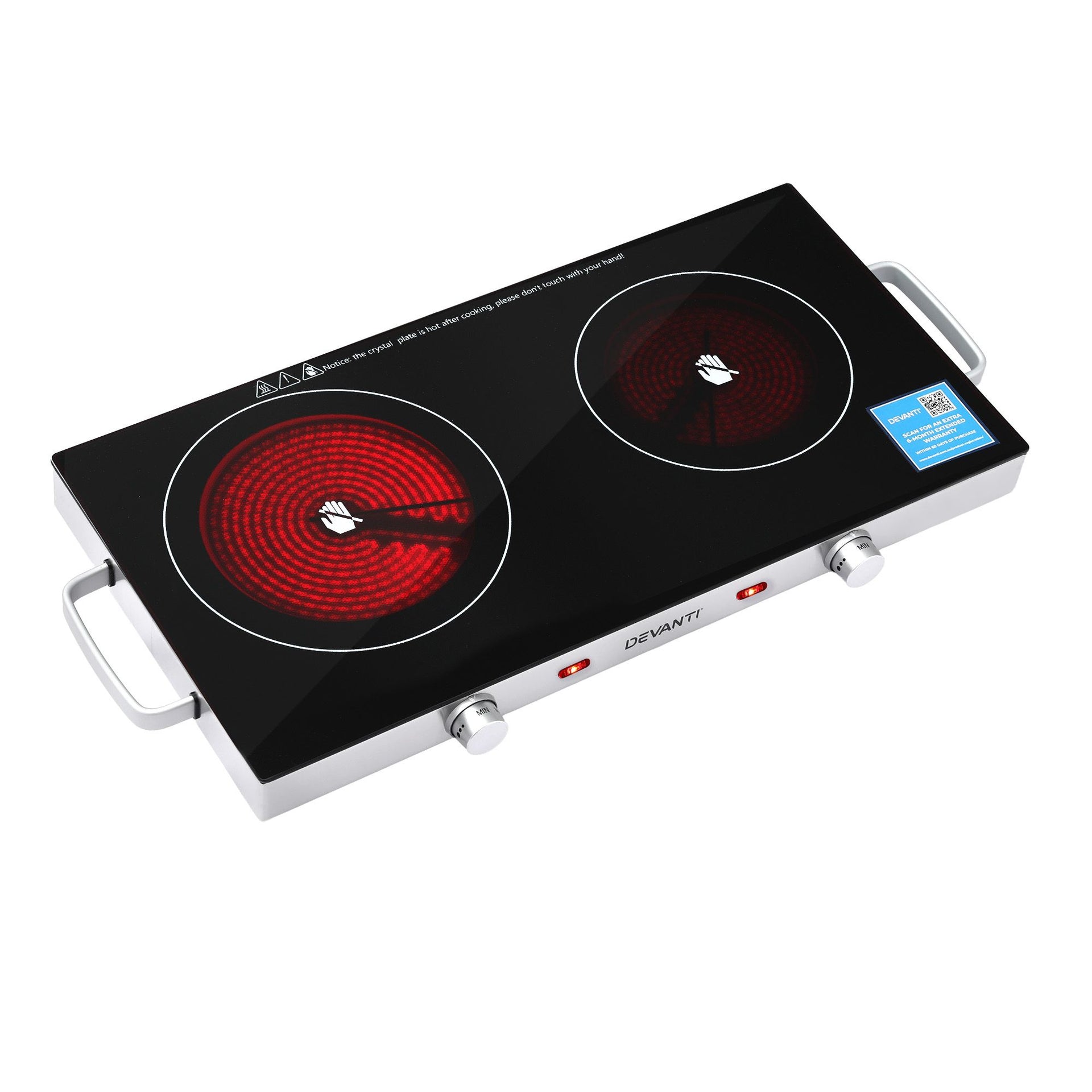 Devanti Portable Ceramic Cooktop Dual Burner Electric Hot Plate 2800W Black Awezingly