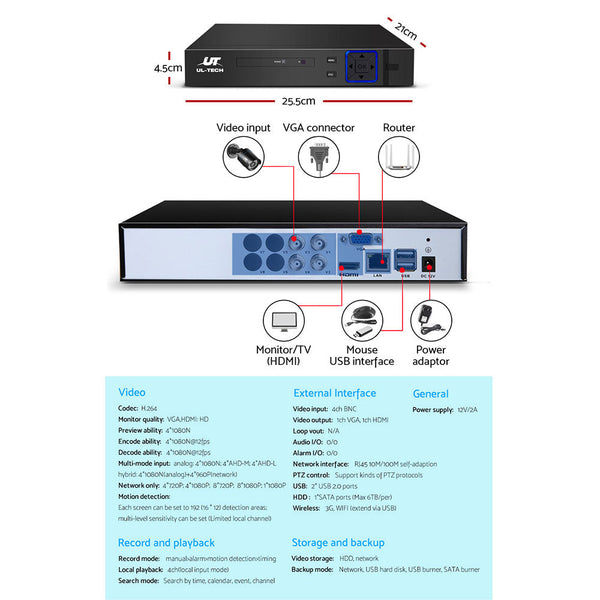 UL-tech 1080P Home CCTV Security Camera HDMI DVR Video Home Outdoor IP System UL-TECH