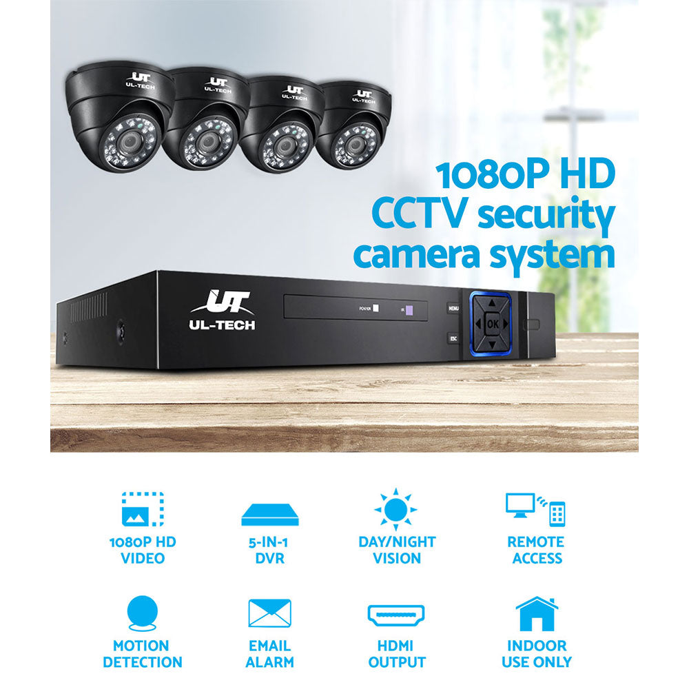UL-tech CCTV Camera Security System Home 8CH DVR 1080P 4 Dome cameras with 1TB Hard Drive UL-TECH