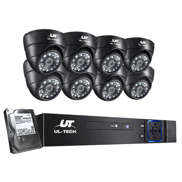 UL-tech CCTV 8 Dome Cameras Home Security System 8CH DVR 1080P 1TB IP Day Night UL-TECH