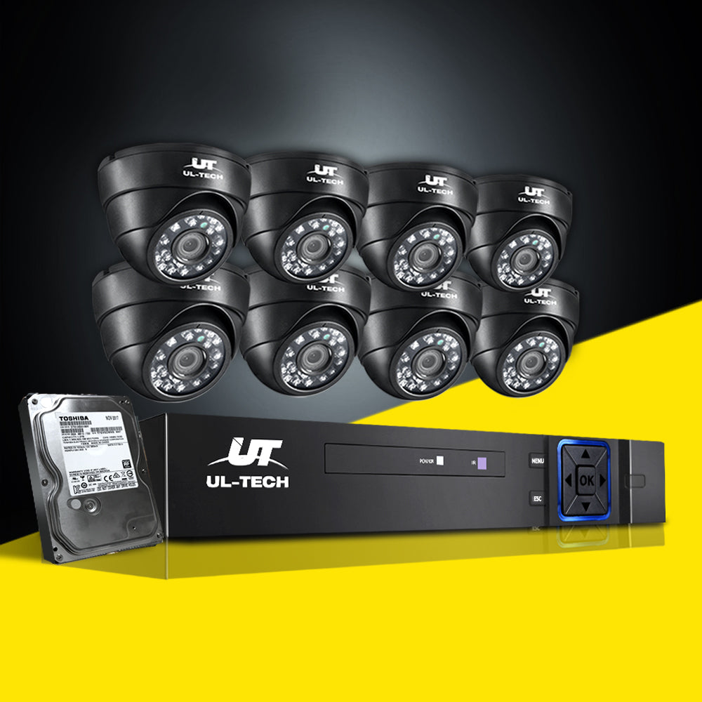 UL-tech CCTV 8 Dome Cameras Home Security System 8CH DVR 1080P 1TB IP Day Night UL-TECH