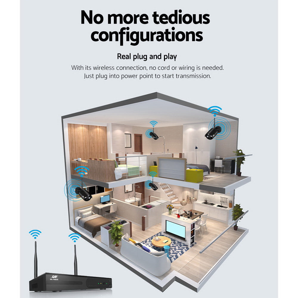 UL-tech CCTV Wireless Security Camera System 8CH Home Outdoor WIFI 6 Bullet Cameras Kit 1TB UL-TECH