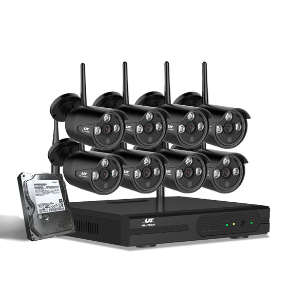 UL-tech CCTV Wireless Security Camera System 8CH Home Outdoor WIFI 8 Bullet Cameras Kit 1TB UL-TECH