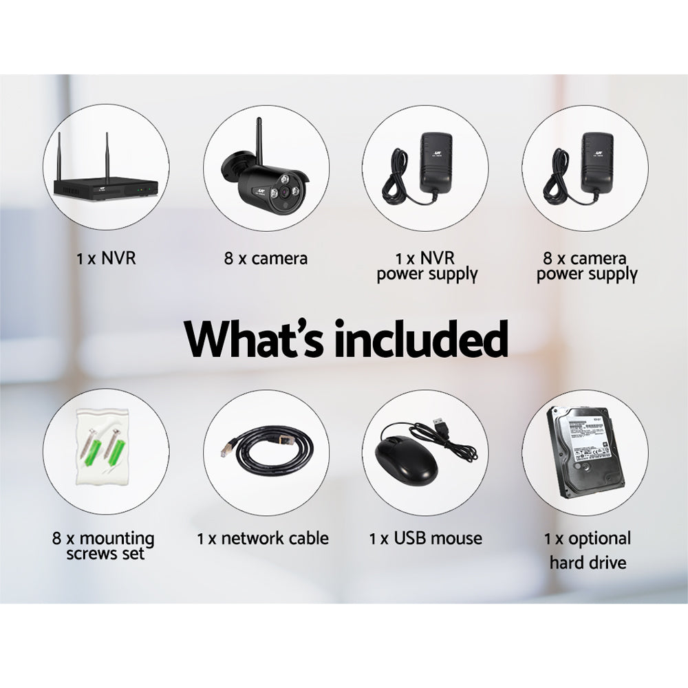 UL-tech CCTV Wireless Security Camera System 8CH Home Outdoor WIFI 8 Bullet Cameras Kit 1TB UL-TECH