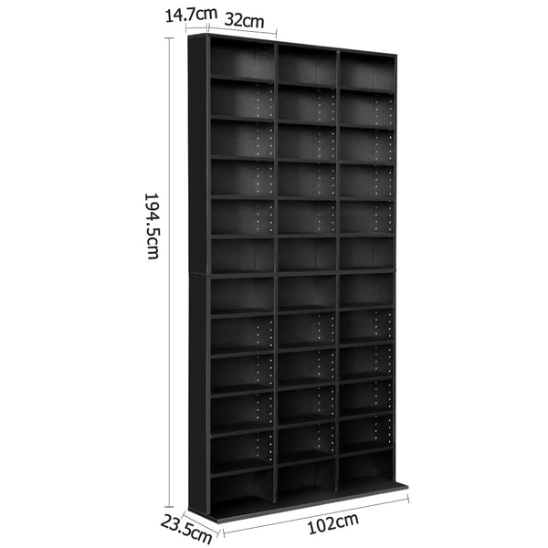 Artiss Adjustable Book Storage Shelf Rack Unit - Black Artiss