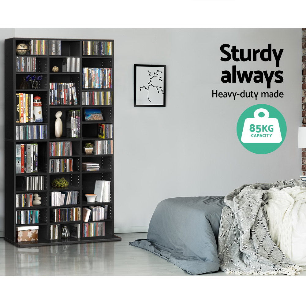Artiss Adjustable Book Storage Shelf Rack Unit - Black Artiss