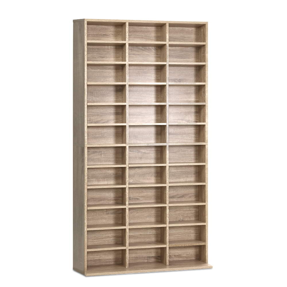Artiss 528 DVD 1116 CD Storage Shelf Media Rack Stand Cupboard Book Unit Oak Artiss