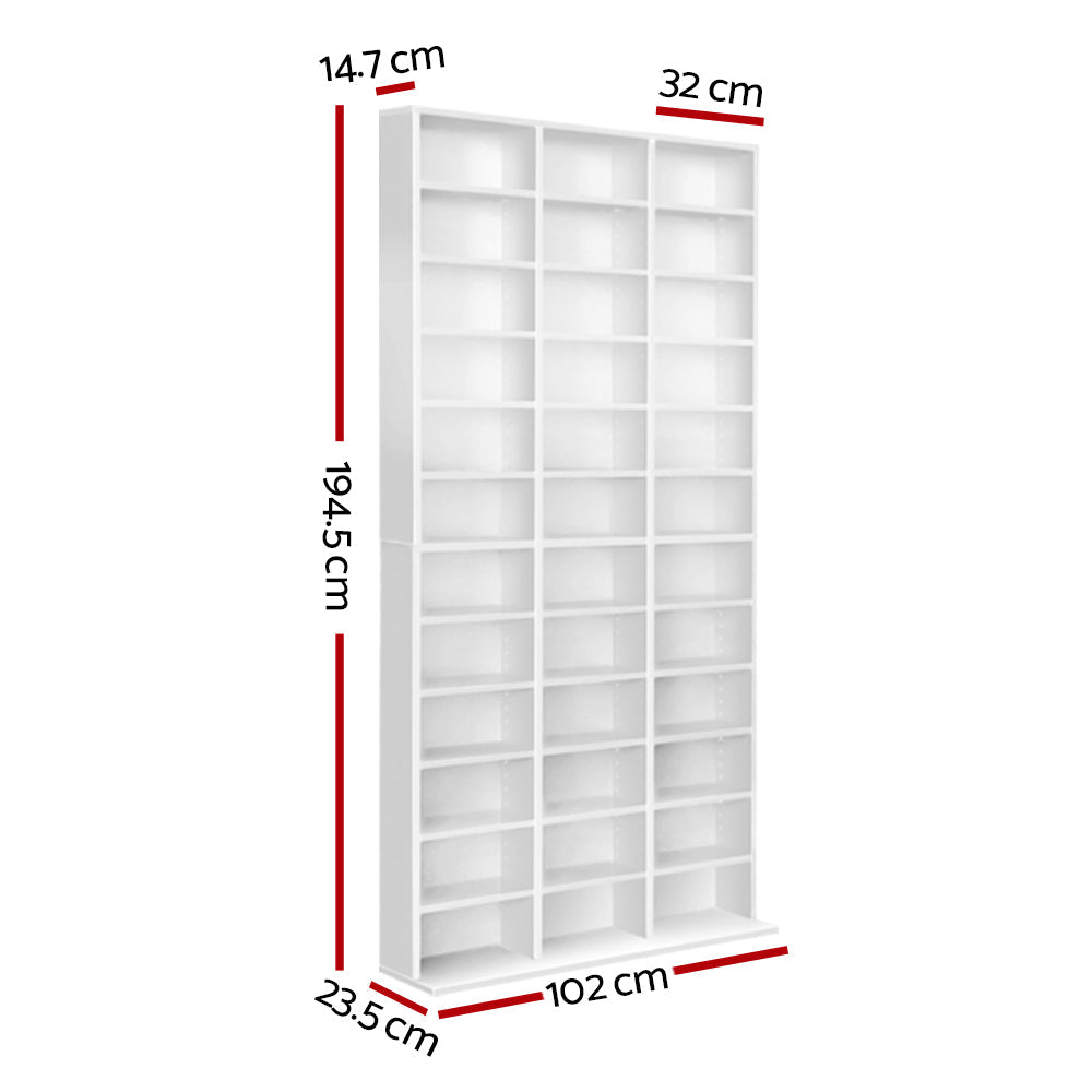 Artiss Adjustable Book Storage Shelf Rack Unit - White Artiss