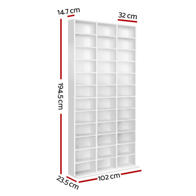 Artiss Adjustable Book Storage Shelf Rack Unit - White