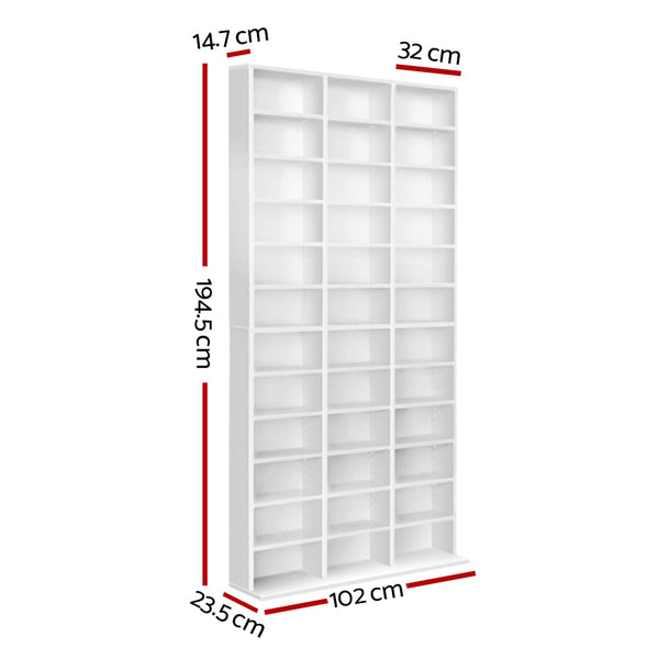 Artiss Adjustable Book Storage Shelf Rack Unit - White Artiss