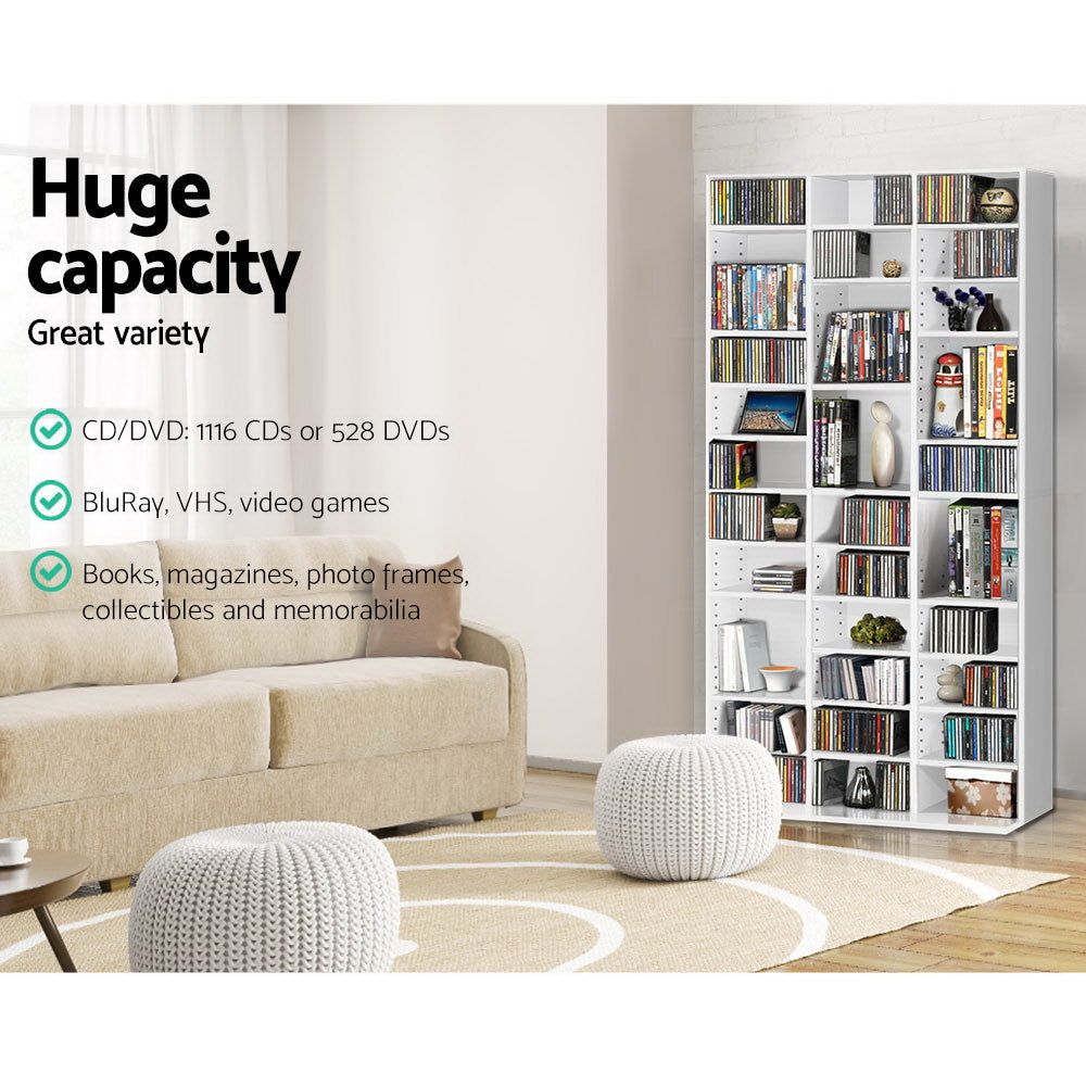 Artiss Adjustable Book Storage Shelf Rack Unit - White Artiss