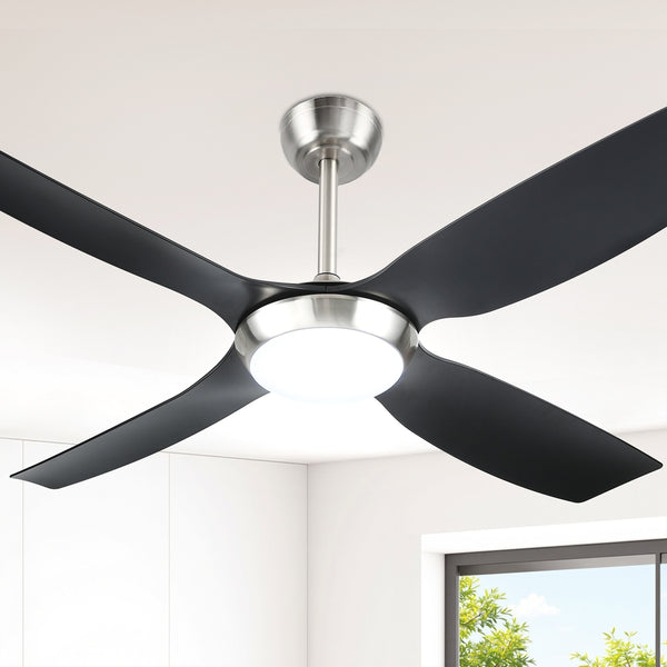 Devanti 52'' Ceiling Fan DC Motor w/Light w/Remote Black Awezingly