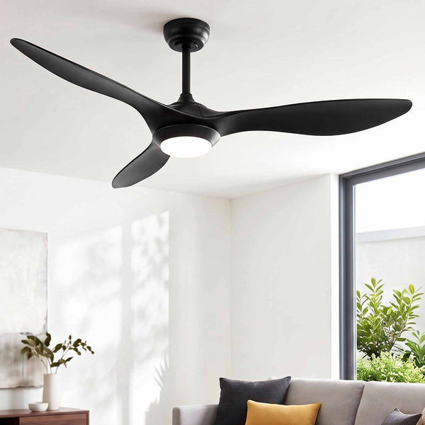 Devanti 52'' Ceiling Fan DC Motor w/Light w/Remote - Black Awezingly