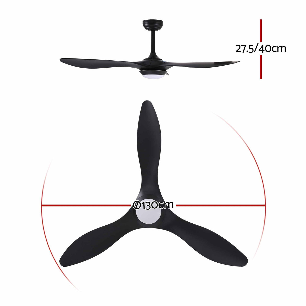 Devanti 52'' Ceiling Fan DC Motor w/Light w/Remote - Black Awezingly