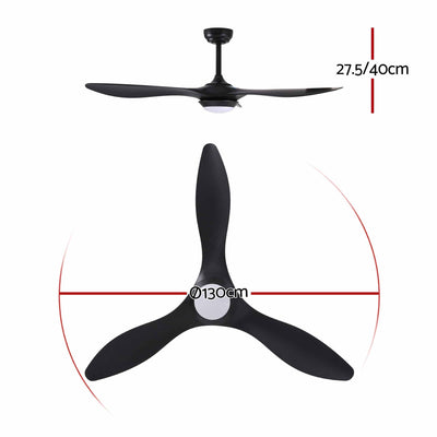 Devanti 52'' Ceiling Fan DC Motor w/Light w/Remote - Black
