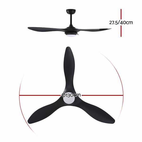 Devanti 52'' Ceiling Fan DC Motor w/Light w/Remote - Black Awezingly