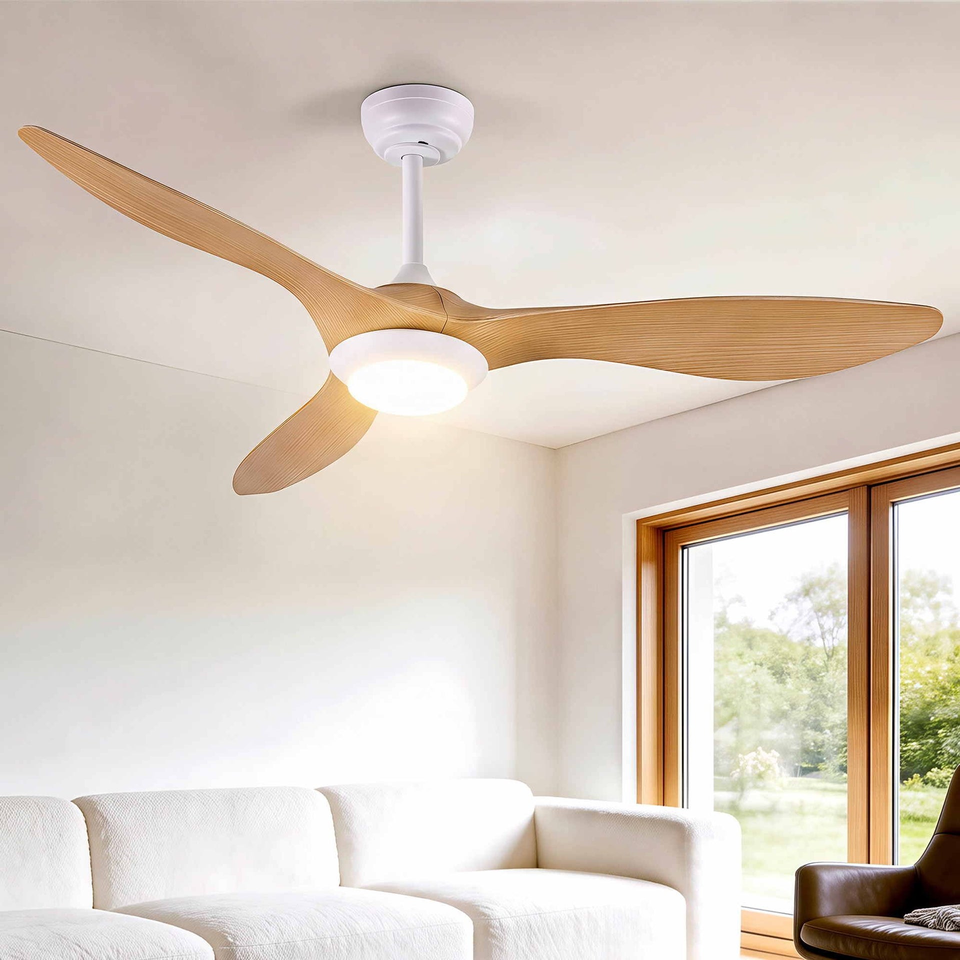 Devanti 52'' Ceiling Fan DC Motor w/Light w/Remote - Wood Awezingly