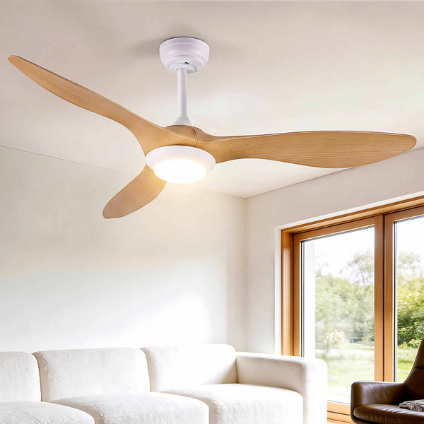 Devanti 52'' Ceiling Fan DC Motor w/Light w/Remote - Wood Awezingly