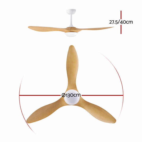Devanti 52'' Ceiling Fan DC Motor w/Light w/Remote - Wood Awezingly
