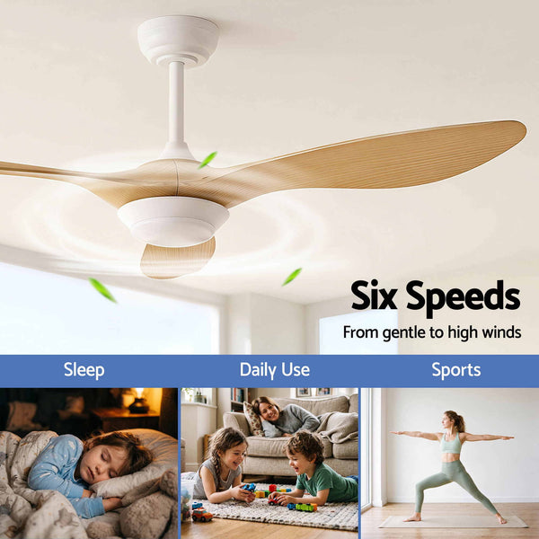 Devanti 52'' Ceiling Fan DC Motor w/Light w/Remote - Wood Awezingly