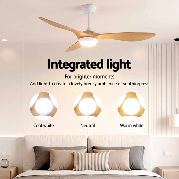 Devanti 52'' Ceiling Fan DC Motor w/Light w/Remote - Wood Awezingly