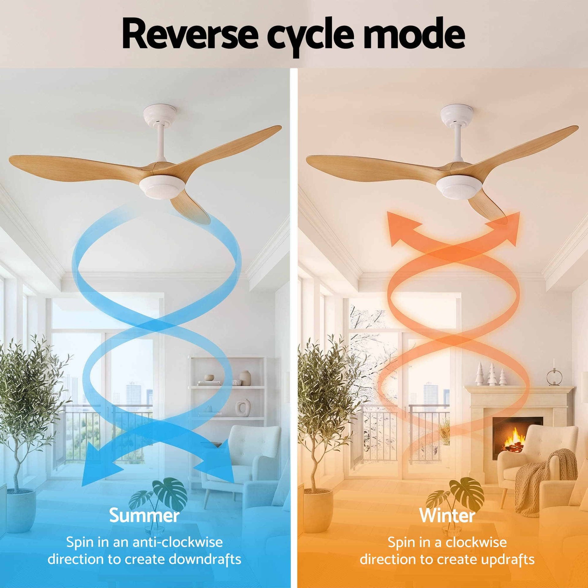 Devanti 52'' Ceiling Fan DC Motor w/Light w/Remote - Wood Awezingly
