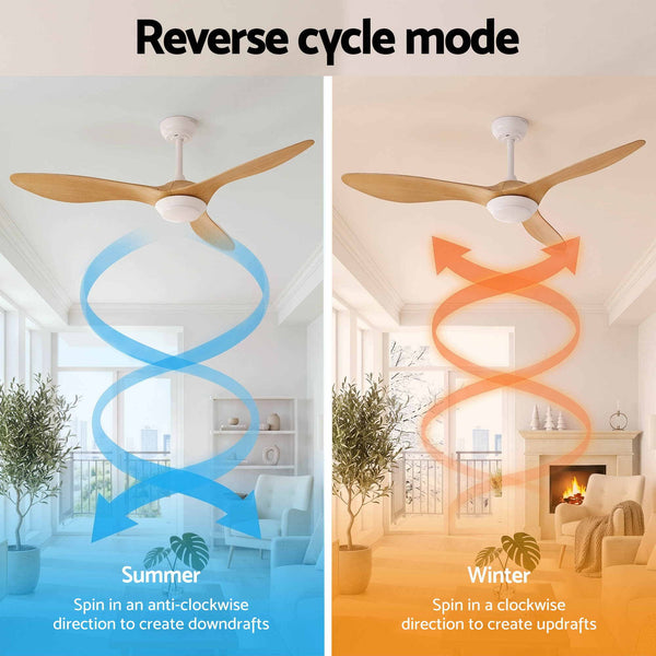 Devanti 52'' Ceiling Fan DC Motor w/Light w/Remote - Wood Awezingly