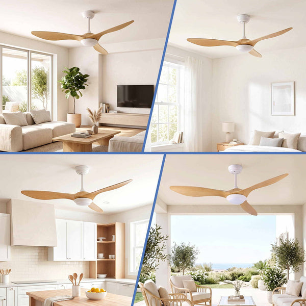 Devanti 52'' Ceiling Fan DC Motor w/Light w/Remote - Wood Awezingly