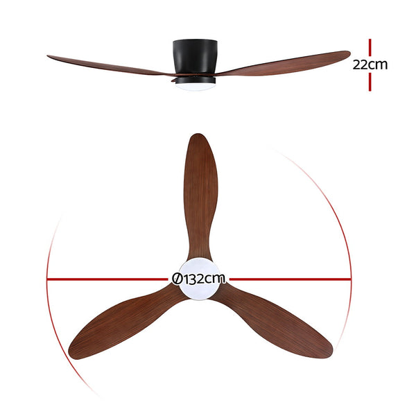 Devanti 52'' Ceiling Fan DC Motor w/Light w/Remote - Dark Wood Awezingly