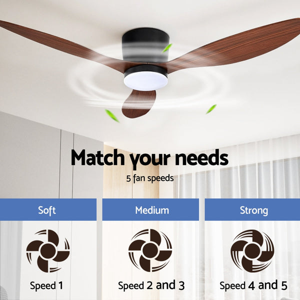Devanti 52'' Ceiling Fan DC Motor w/Light w/Remote - Dark Wood Awezingly