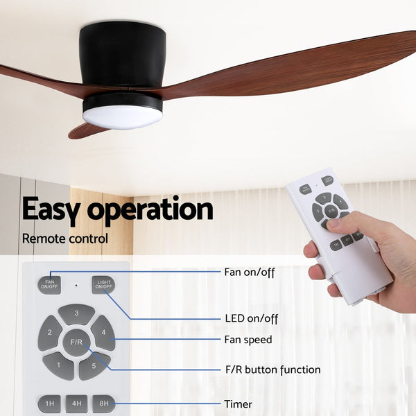Devanti 52'' Ceiling Fan DC Motor w/Light w/Remote - Dark Wood Awezingly
