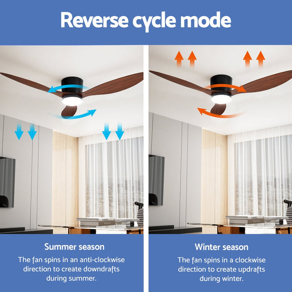 Devanti 52'' Ceiling Fan DC Motor w/Light w/Remote - Dark Wood Awezingly