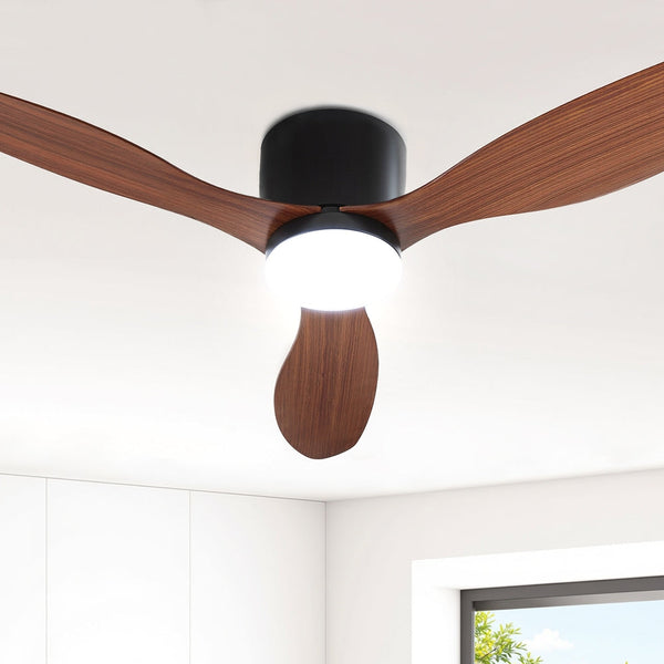 Devanti 52'' Ceiling Fan DC Motor w/Light w/Remote - Dark Wood Awezingly