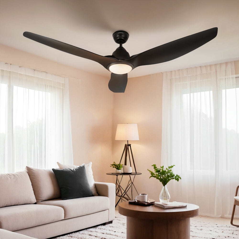 Devanti 64 Inch Ceiling Fan DC Motor w/Light w/Remote - Black Devanti