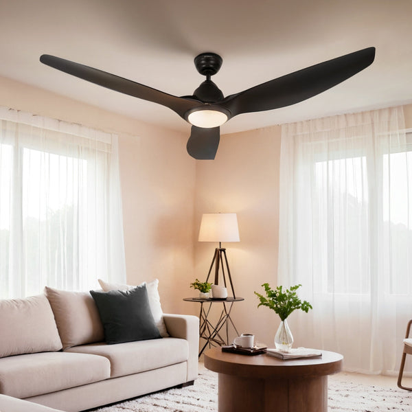 Devanti 64 Inch Ceiling Fan DC Motor w/Light w/Remote - Black Devanti