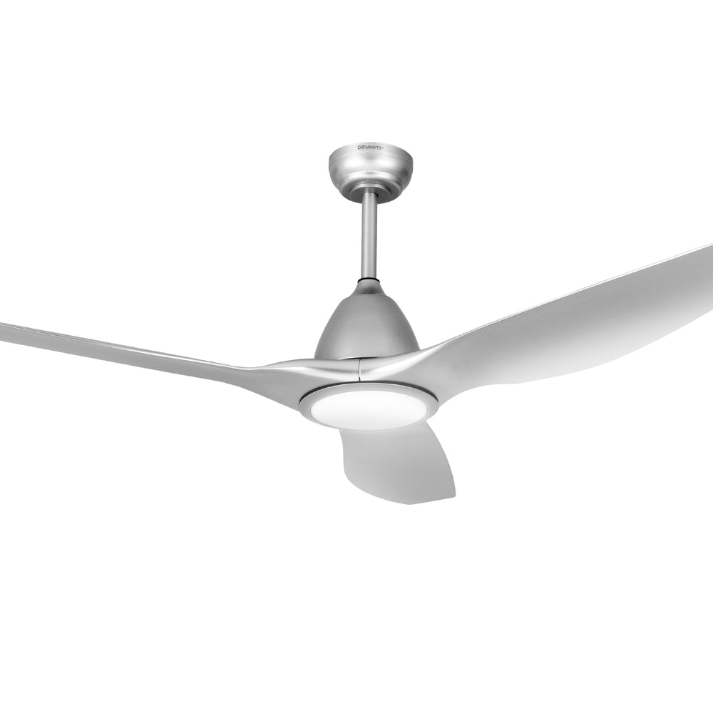 Devanti 64 Inch Ceiling Fan DC Motor w/Light w/Remote - Silver Devanti