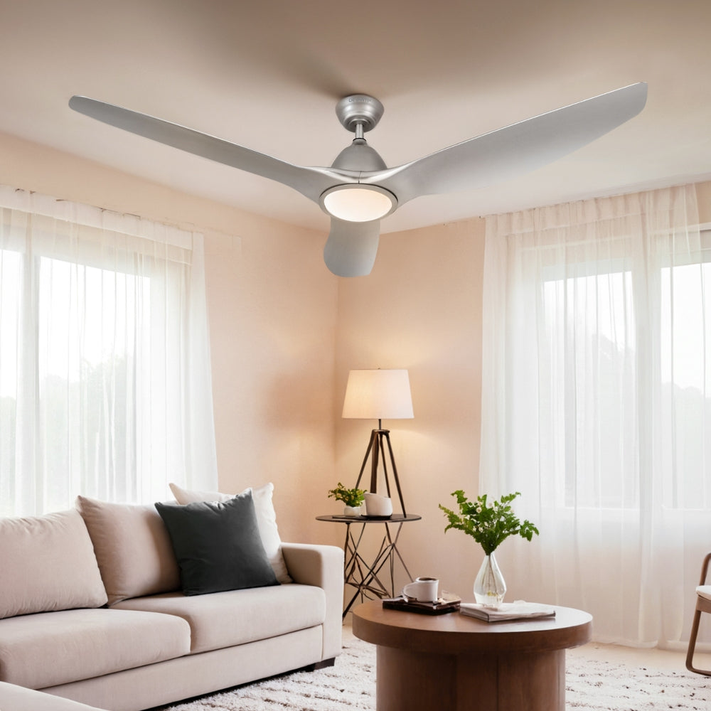 Devanti 64 Inch Ceiling Fan DC Motor w/Light w/Remote - Silver Devanti
