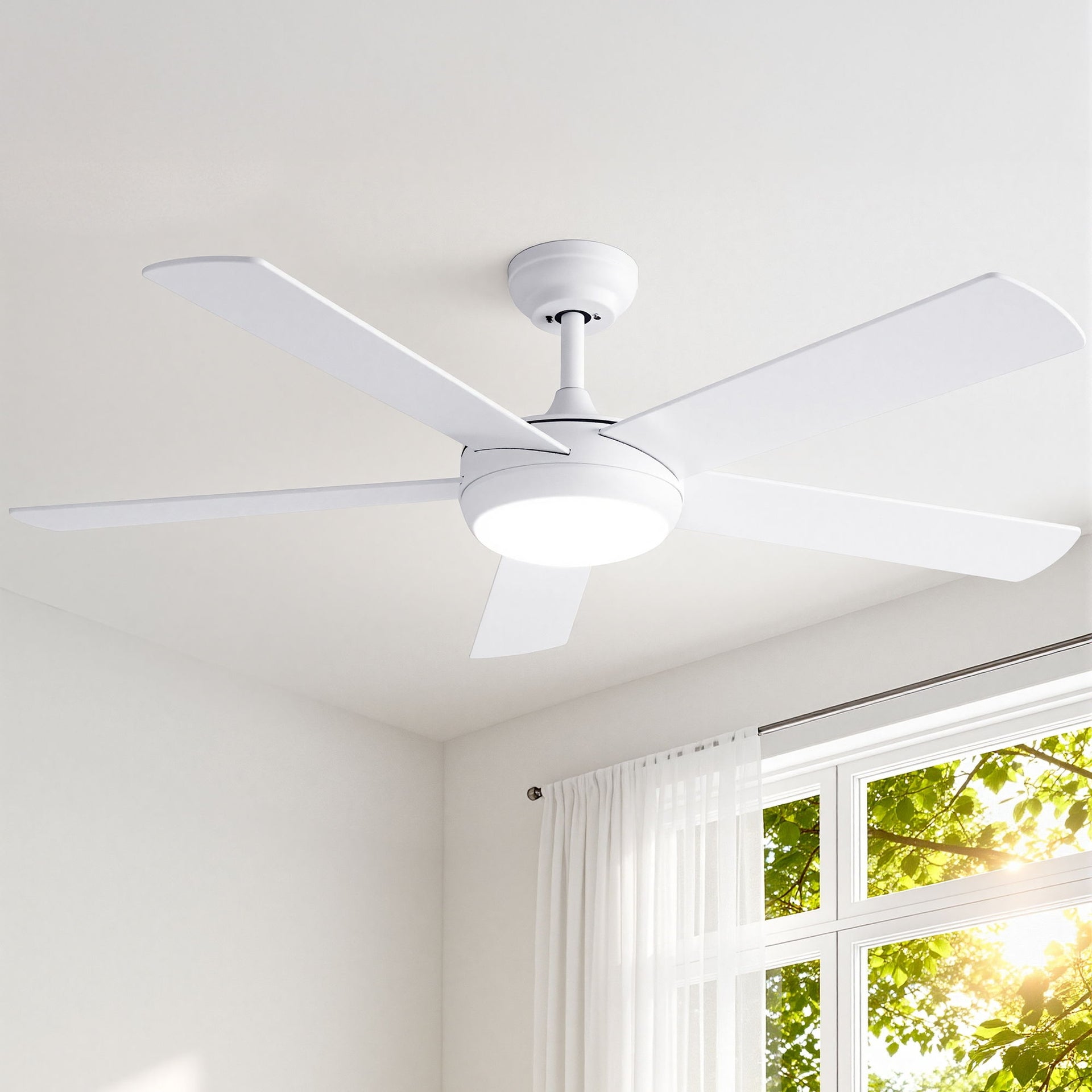 Devanti 52'' Ceiling Fan 5 Blades DC Motor w/Light w/Remote White Awezingly