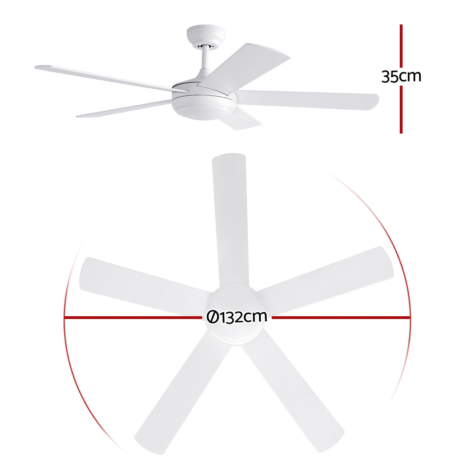 Devanti 52'' Ceiling Fan 5 Blades DC Motor w/Light w/Remote White Awezingly