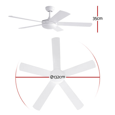 Devanti 52'' Ceiling Fan 5 Blades DC Motor w/Light w/Remote White