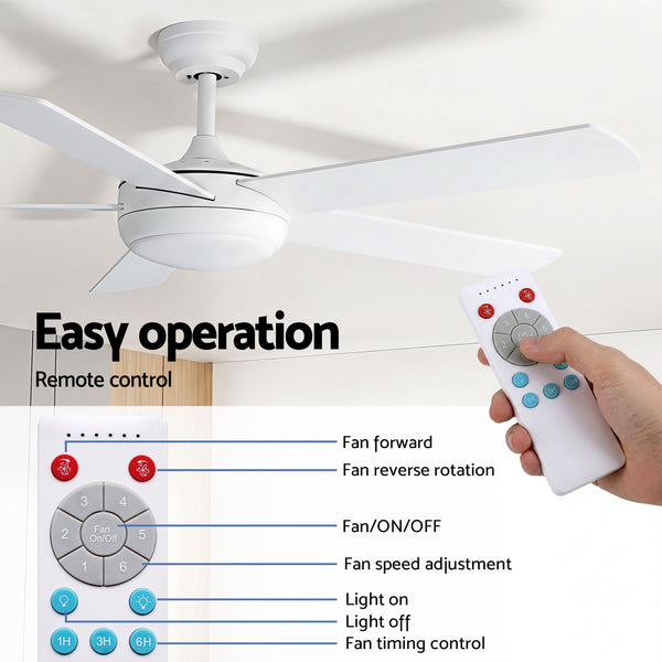 Devanti 52'' Ceiling Fan 5 Blades DC Motor w/Light w/Remote White Awezingly