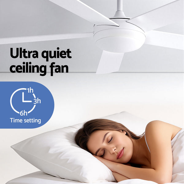 Devanti 52'' Ceiling Fan 5 Blades DC Motor w/Light w/Remote White Awezingly