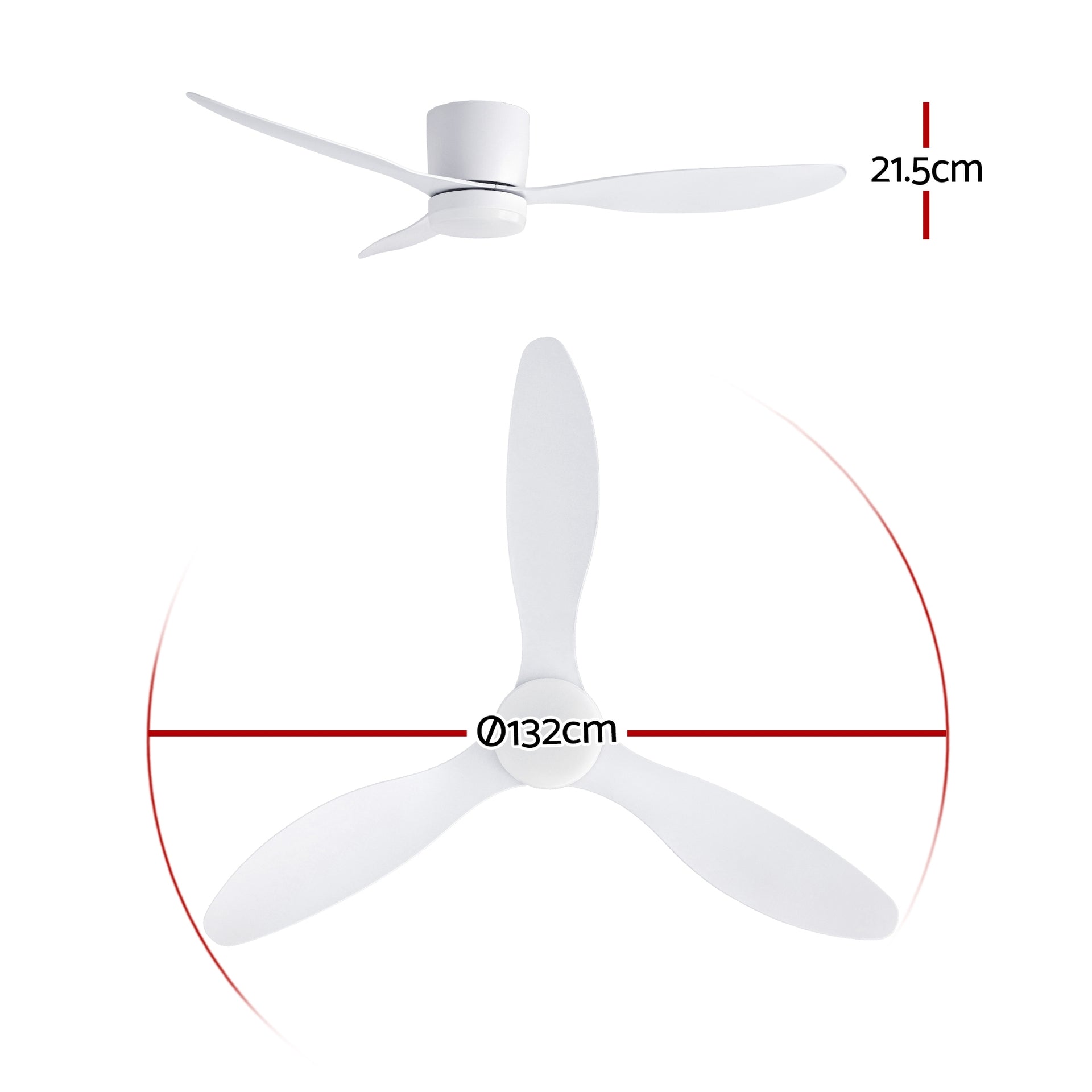 Devanti 52'' Ceiling Fan 3 Blades DC Motor w/Light w/Remote White Awezingly