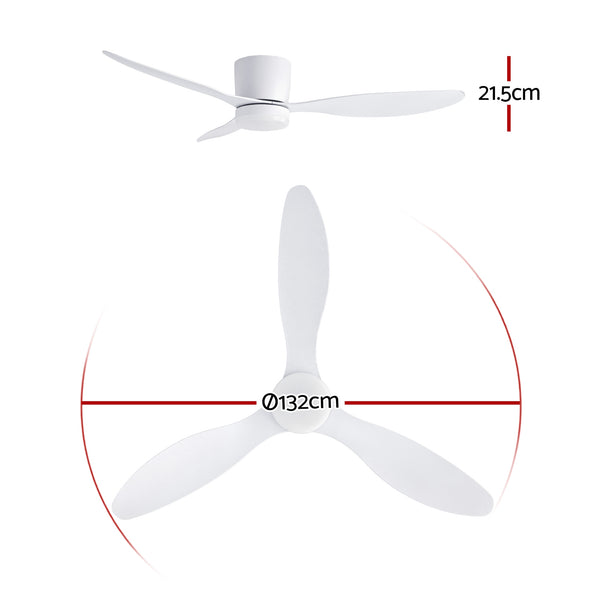 Devanti 52'' Ceiling Fan 3 Blades DC Motor w/Light w/Remote White Awezingly