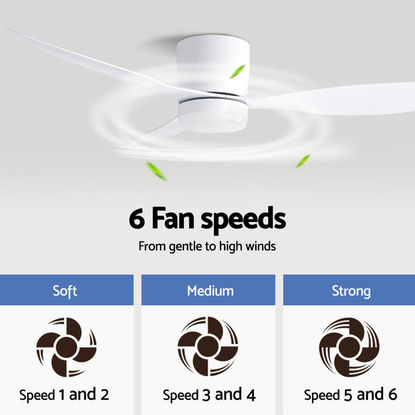 Devanti 52'' Ceiling Fan 3 Blades DC Motor w/Light w/Remote White Awezingly