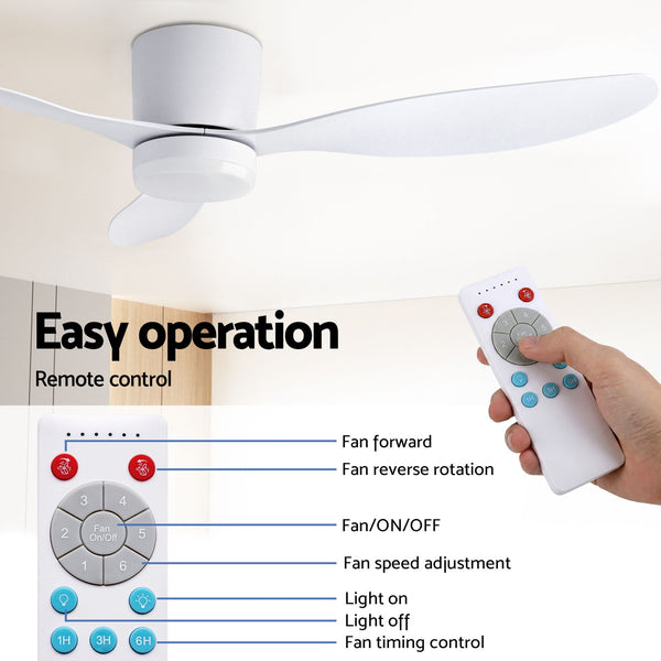 Devanti 52'' Ceiling Fan 3 Blades DC Motor w/Light w/Remote White Awezingly