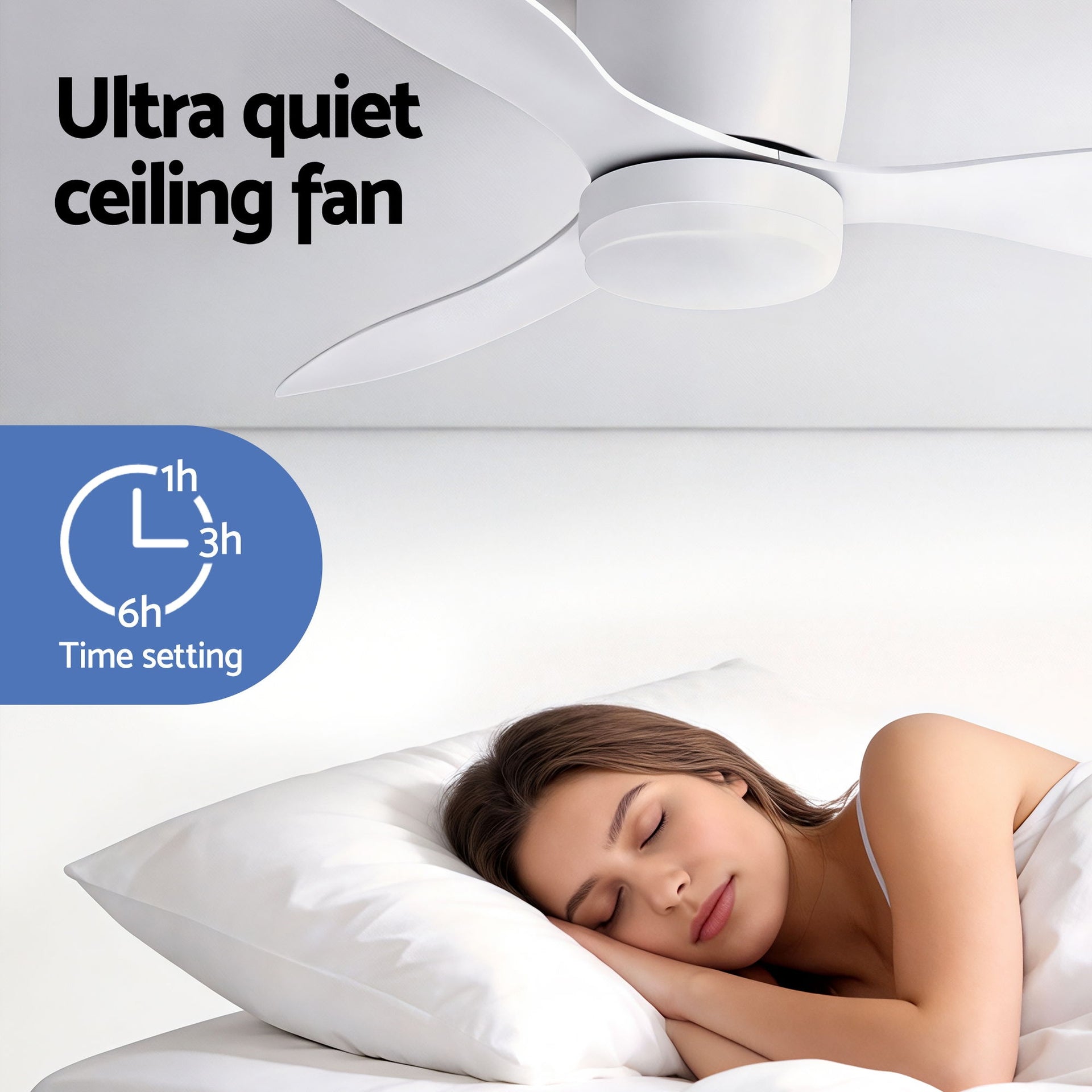 Devanti 52'' Ceiling Fan 3 Blades DC Motor w/Light w/Remote White Awezingly